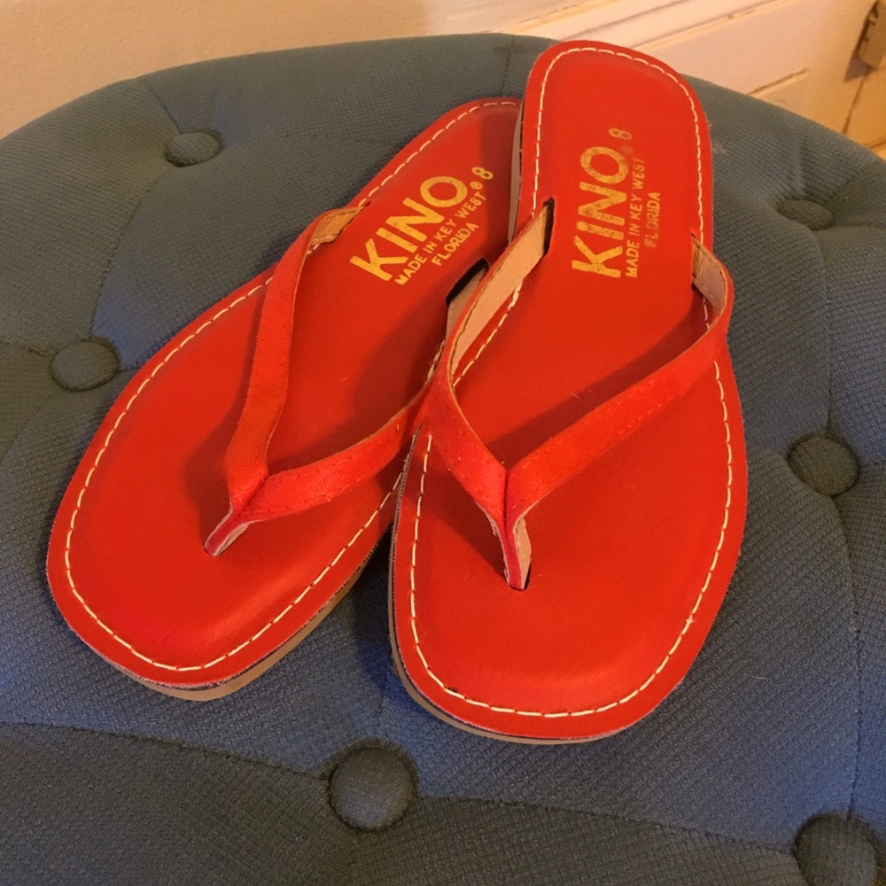 KINO red thong handmade flip flop sandals 8 like new